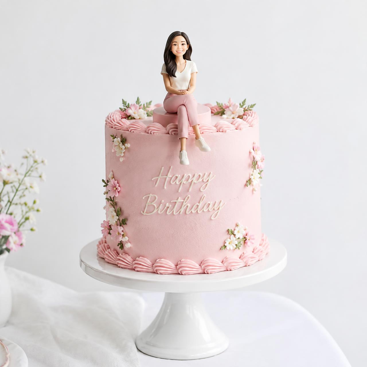 Wedding cake with a custom bride and groom topper